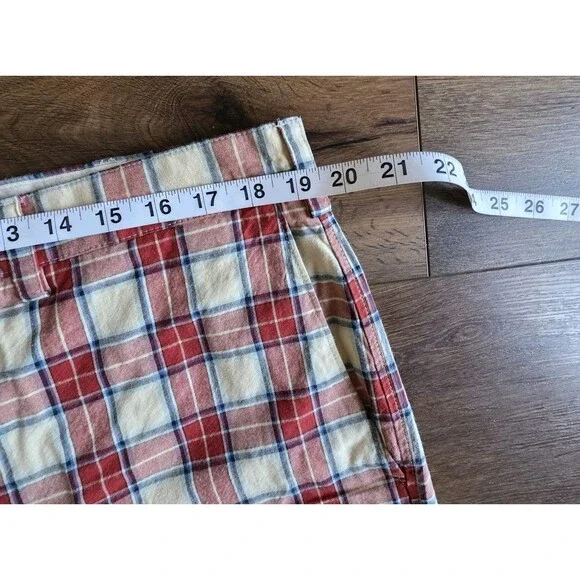 Banana Republic Mens Shorts Sz 38 Red Plaid Shorts Cotton Orange Preppy NEW - Picture 13 of 16